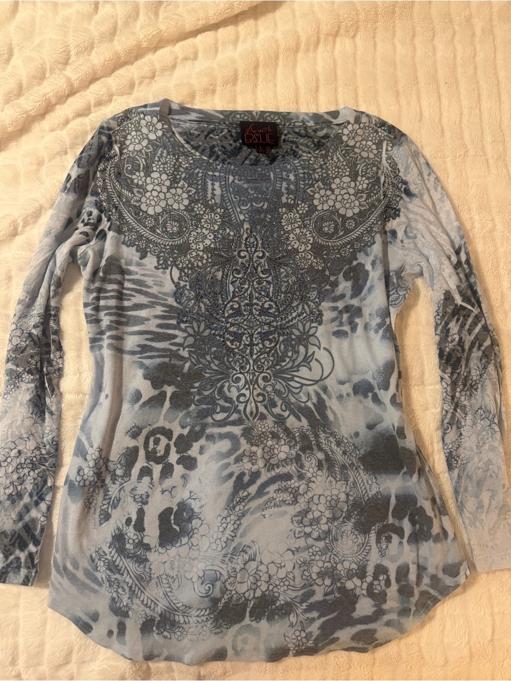 Vintage Blue Long-Sleeve Women's Top- L